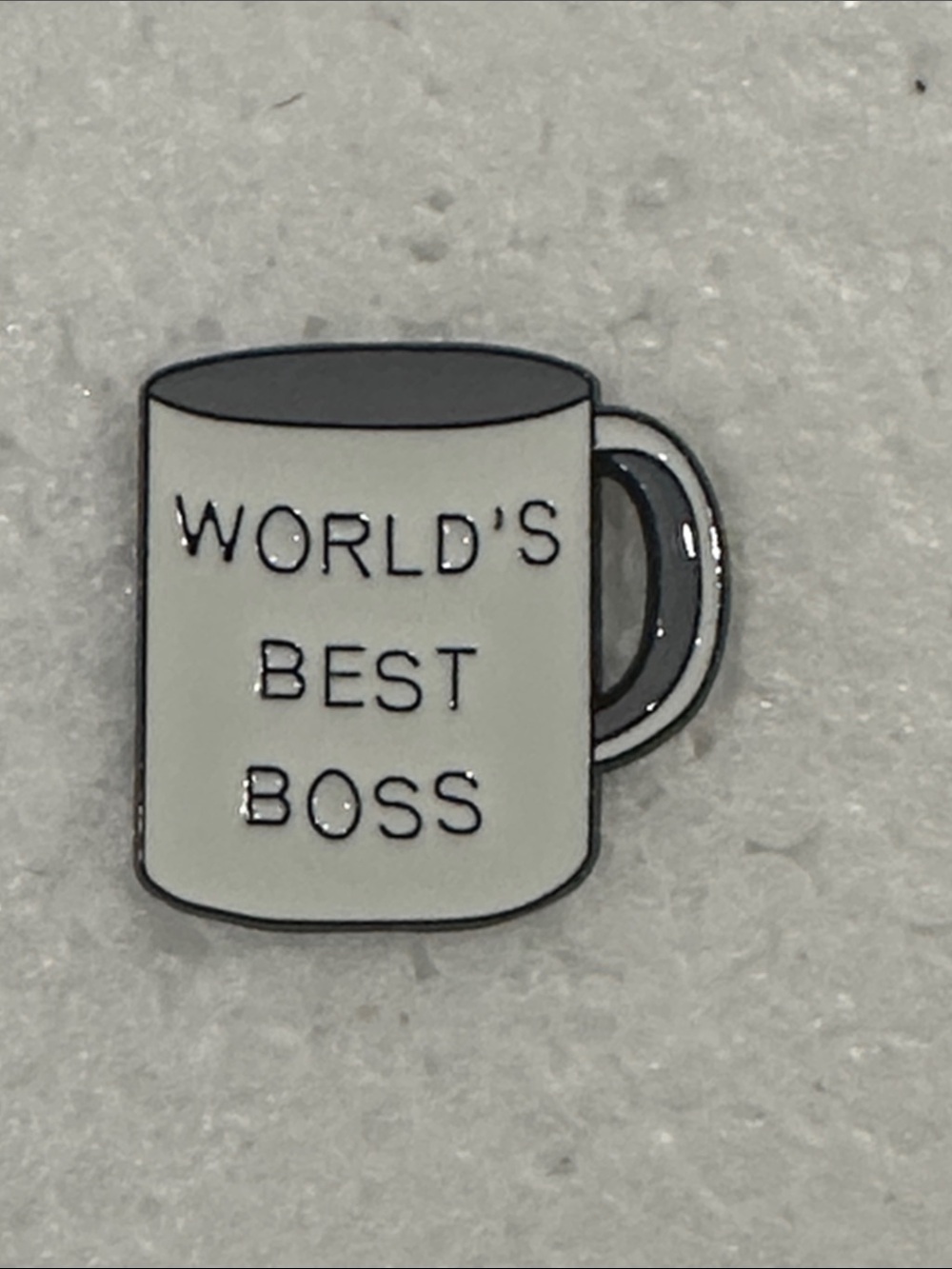 World's Best Boss Enamel Pin - White & Gray
